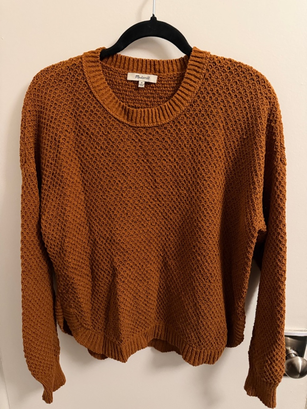 Madewell Rust Textured Crewneck Sweater - Warm Brown-Orange
